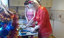 whoa, cooking up some erotic new year's eve heat in thong lingerie 🔥👙