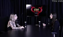 naughty interview with tattooed latina milf melina khalifa in sheer red lingerie casting