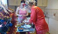 whoa, cooking up some erotic new year's eve heat in thong lingerie 🔥👙