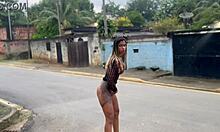 Wife Flashes on Street Then Takes Cock and Cums Twice Touching