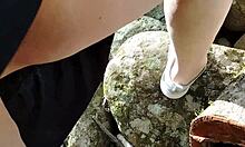 Luv flashin with hot friend on street in public park