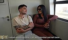 My god this big-ass colombian mariana martix fucks stranger papi rodriguez on train hard