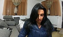 Milfycalla strips fur hooded jacket, slams huge dildo deep in tight milf pussy