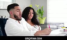 Stepsister seduces stepbrother for sneaky fuck away from stepfamily