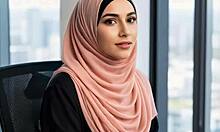 Arab girl handles office duties