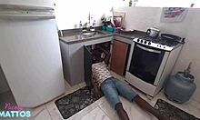 Black Plumber Slams Nicoly Mattos On Kitchen Sink Counter Hard!