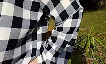 Luv flashin with hot friend on street in public park