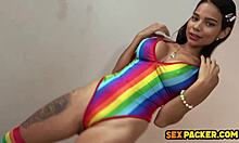 can this big tits petite latina take big white cock doggystyle?