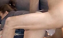 omg im that amateur slut in black leather pants n gray satin shirt beige panties high heels rubbin my panty givin blowjob rimmin then pussy fucked doggystyle with dirty talk