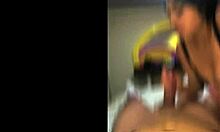 This skinny latina teen with big natural tits gives sloppy pov blowjob then rides cowgirl in lingerie.