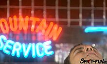 blonde waitress strips and rides her boyfriend's cock hard in vintage romantic bedroom fuck