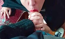 Muslim hijab slut moans loud getting fucked creampied and facial cum covered