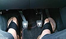 Nylon Feet and Toe Separators Tease in Car