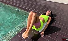 doing anal yoga by pool stretching ass rough then cum in mouth missionary whore style 😩