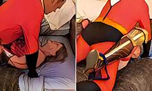 granny wonder woman seduces mr incredible into wild animated cheat fuck