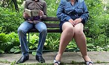 Hey lustful street milf why you flashing wet pussy pantyhose outdoors?