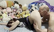 Cheerleader teen sucks stepdad's big daddy cock in mouth and pussy for his car keys!