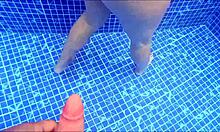 poolside big ass stranger bent over for rough pussy pounding