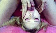 hardcore deepthroat gagging chokes her into sloppy cum submission