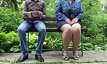 Hey lustful street milf why you flashing wet pussy pantyhose outdoors?