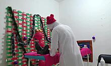 thick cock overwhelms bitch at first then pounds her missionary like whore in christmas massage parlor