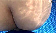 poolside big ass stranger bent over for rough pussy pounding