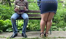 Hey lustful street milf why you flashing wet pussy pantyhose outdoors?