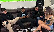 oh man double vag for petite brunette in wild interracial gangbang