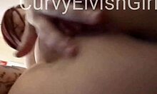 Chubby babe spreads big pussy lips on sofa to orgasm