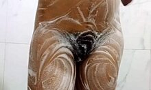 Hairy Pussy Soaks Bath with Pissing Orgasm Squirt