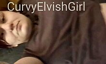 Chubby babe spreads big pussy lips on sofa to orgasm