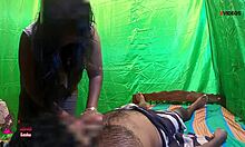 Indian milf gives oily handjob titty fuck ends with massive cum blast