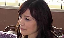 Sweet Japanese teen squirts hard during uncensored vibrator clit casting