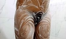 Hairy Pussy Soaks Bath with Pissing Orgasm Squirt