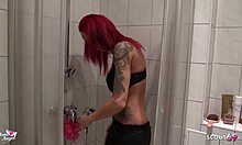 Stepbro blasts cumshot on stepsis wet leggings ass