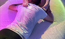 young 18+ couple spits teases vibrates in real homemade bedroom sex massage