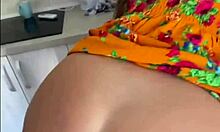 rough creampie in kitchen... submissive teen yoya grey bent over her dress hiked
