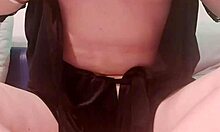 Amateur cutie buzzes soaked pussy with huge vibrator