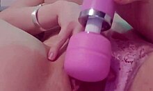 Amateur cutie buzzes soaked pussy with huge vibrator