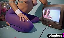 gorgeous brunette teen aubrey destremps strips naked exposing perfect big ass tits