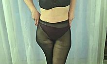 slipping off leather skirt stockings reveals my huge pantied ass