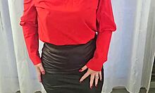 slipping off leather skirt stockings reveals my huge pantied ass