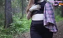 Risky forest nudity turns into solo public tease