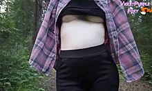 Risky forest nudity turns into solo public tease