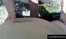damn sexy bbw flashing tits outside before fat cock facial cumshot 😍💦