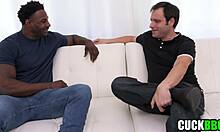 Cuck Husband Enjoys Watching Blonde Wife Share Big Black Cock with Friend