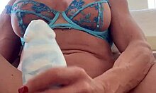 big titted milf shoves huge dildo in pussy it fits perfectly