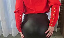 slipping off leather skirt stockings reveals my huge pantied ass