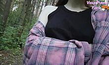 Risky forest nudity turns into solo public tease