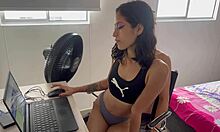 Skinny latina teen seduced during homework help with sensual taboo sex play